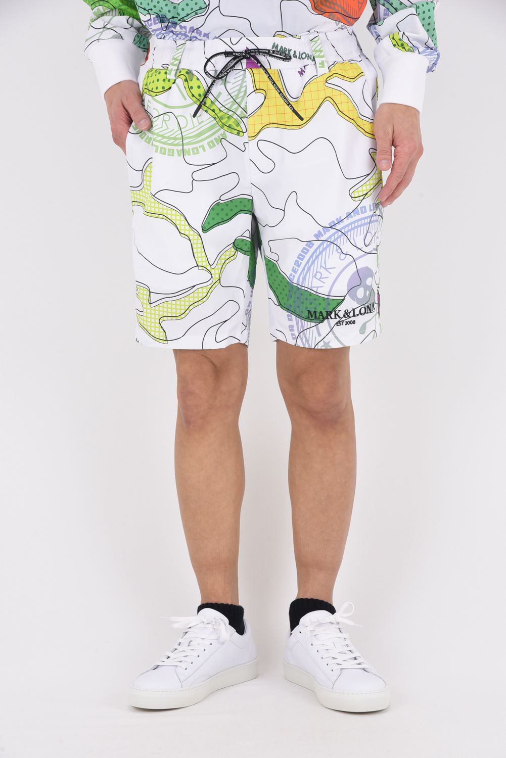 【26SS】 AXON CAMO PERFORMANCE SHORTS / 軽量ナイロンタフタ カモフラージュプリント ショートパンツ (ホワイト)