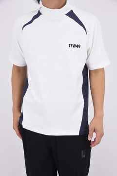 【25AW】 SIDE PANEL SHORT SLEEVE MOCKNECK / ダンボールニット バイカラー モックネックTシャツ (ホワイト)