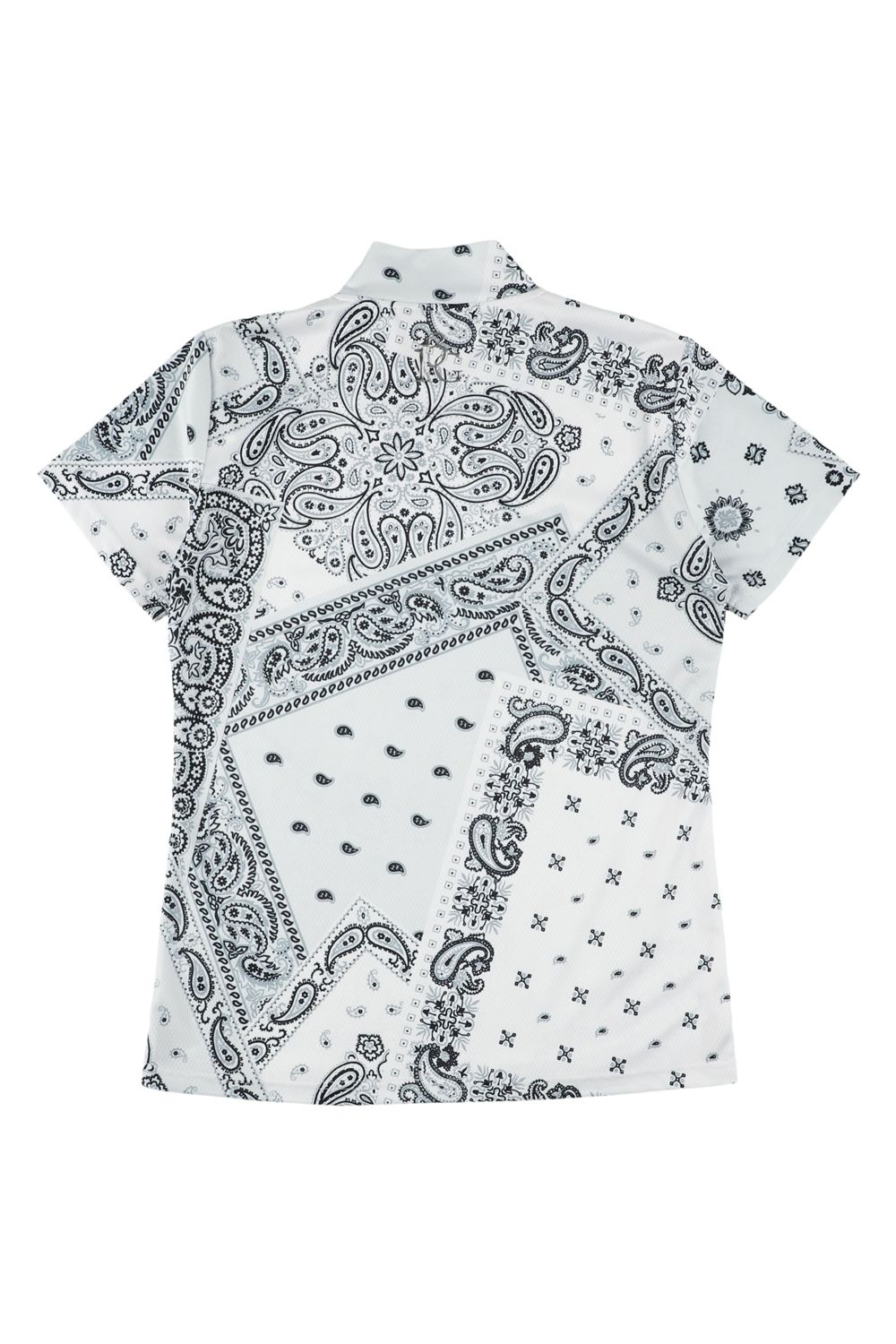 【MID SUMMER COLLECTION】 【レディース】 SS MOCK BANDANA / アイコンロゴ オリジナルバンダナ柄 半袖 モックネック Tシャツ (ホワイト)