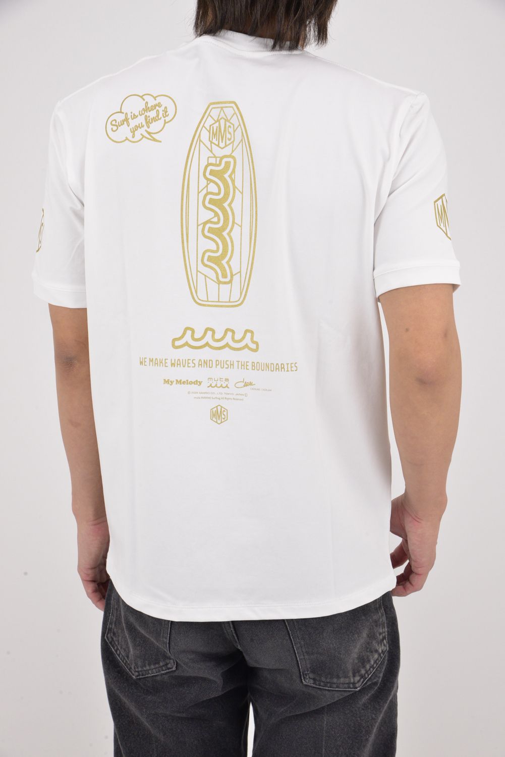 【26SS】 My Melody × muta MARINE SURFING ストレッチTシャツ / MyMelodyコラボレーション Tシャツ (ホワイト)
