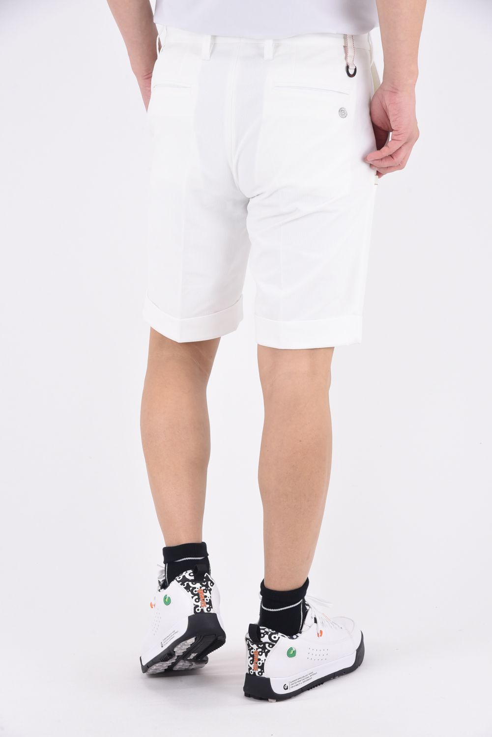 MENS STRETCH DOBBY DRESS SHORT PANTS / ドビー織 ファブリック ショートパンツ (ホワイト)