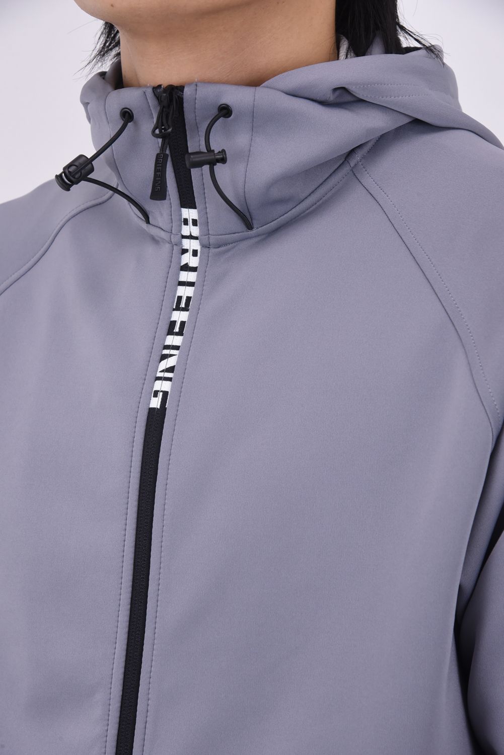 【26SS】 MEN'S 3D LOGO PARKA / 3Dエンボスロゴ ストレッチジャージ ジップアップパーカー (グレー)