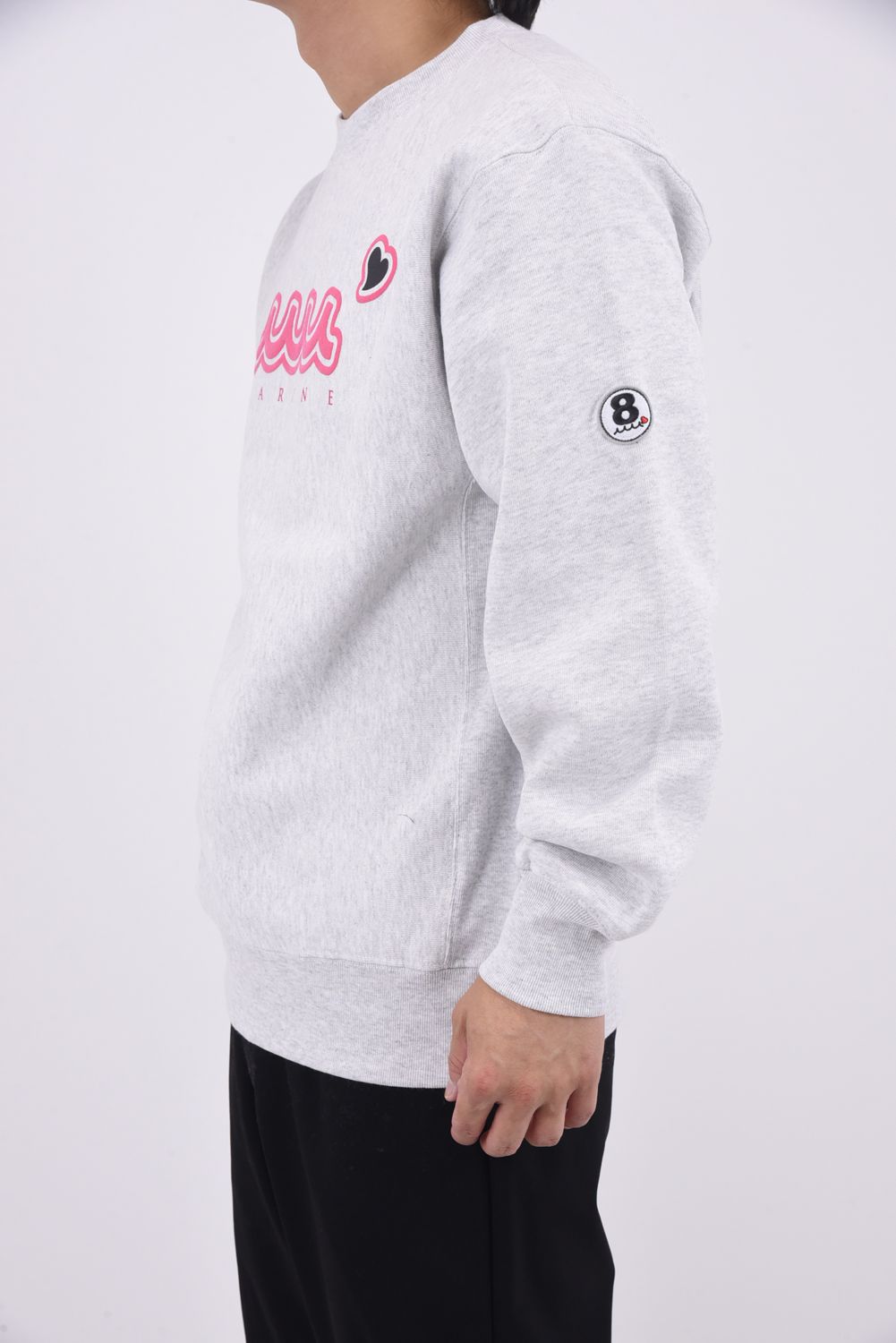 【25AW】 ACANTHUS * MUTA MARINE SWEET LOGO CREWNECK SWEATSHIRTS / ヘビーウェイト 裏起毛 ハートロゴ クルーネックスウェット (グレー)