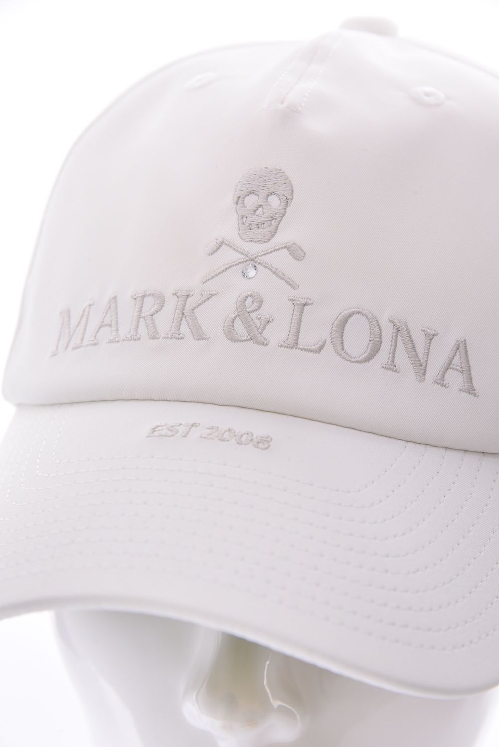 【26SS】 IRON SKULL CRYSTAL ACCENT CAP / アイアンスカル ブランドロゴ刺繍 ベースボールキャップ (アイボリー)