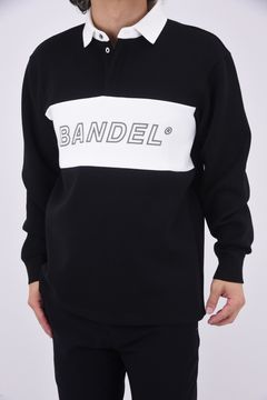 COLOR BLOCK L/S RUGBY POLO / フロントロゴ バイカラー ロングスリーブ ラグビーポロシャツ (ブラック/ホワイト)