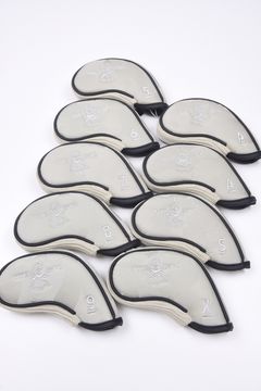 PREMIUM GAUGE IRON COVER / コーデュラナイロン レザーパイピング オリジナルカモジャカード アイアンカバー9個セット (アイスグレー)