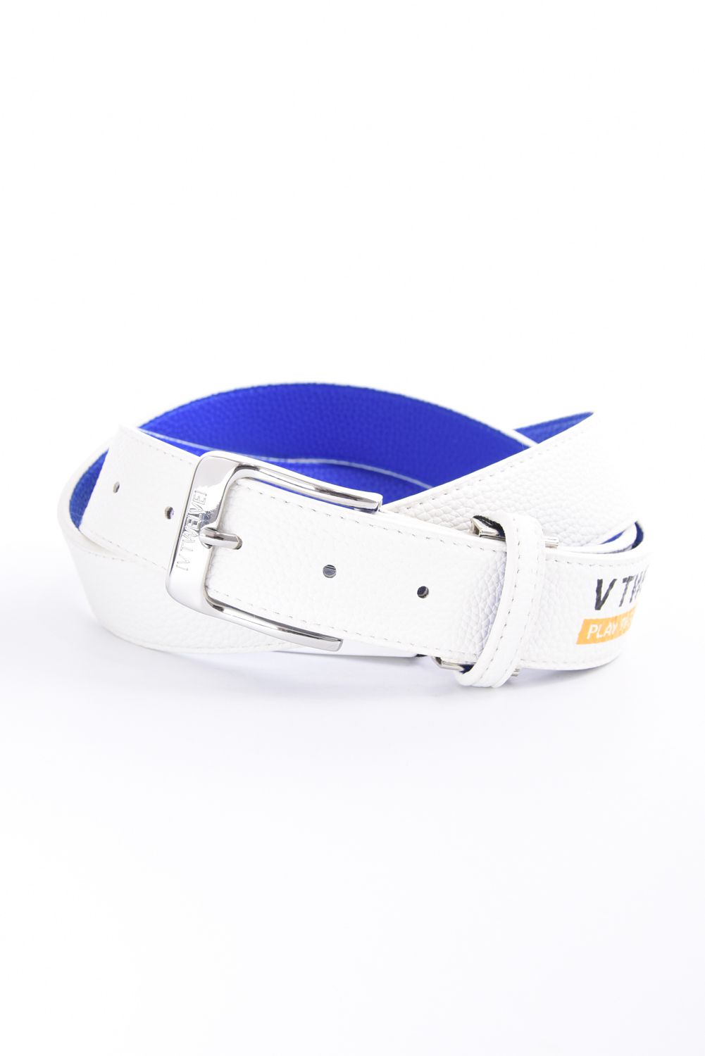 【26AW】 EXP BELT / ブランドロゴ アクセントカラー レザー調ベルト (ホワイト)