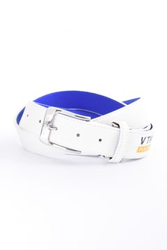 【26AW】 EXP BELT / ブランドロゴ アクセントカラー レザー調ベルト (ホワイト)