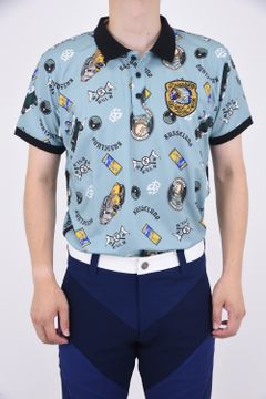 RETRO PATTERN POLO / 総柄プリント ポロシャツ ソルト