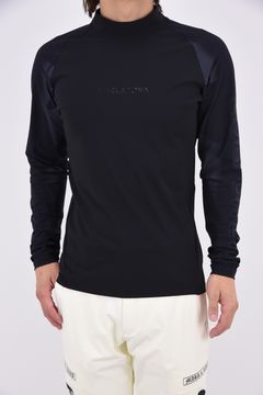 【26AW】 VANGUARD PANEL MOCK NECK / モノトーン サイドロゴ UVカット モックネックTシャツ (ブラック)