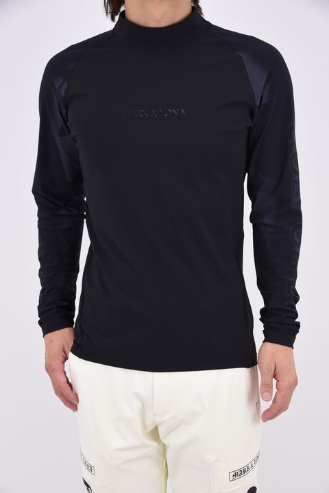 【26AW】 VANGUARD PANEL MOCK NECK / モノトーン サイドロゴ UVカット モックネックTシャツ (ブラック)