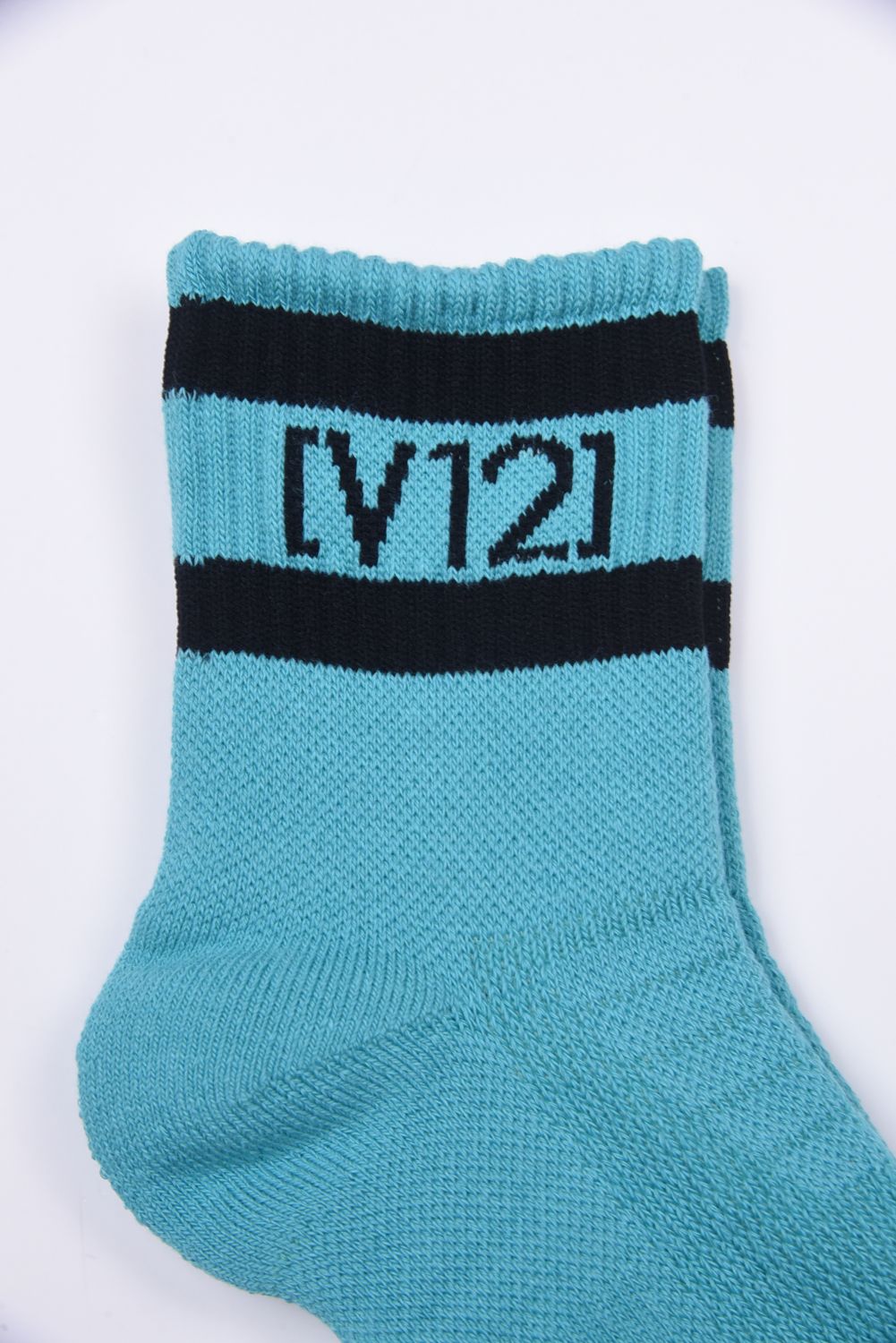 【26SS】【レディース】 VT LINE MID SOCKS WM / ブランドロゴジャカード ライン ミドルソックス (ターコイズ)