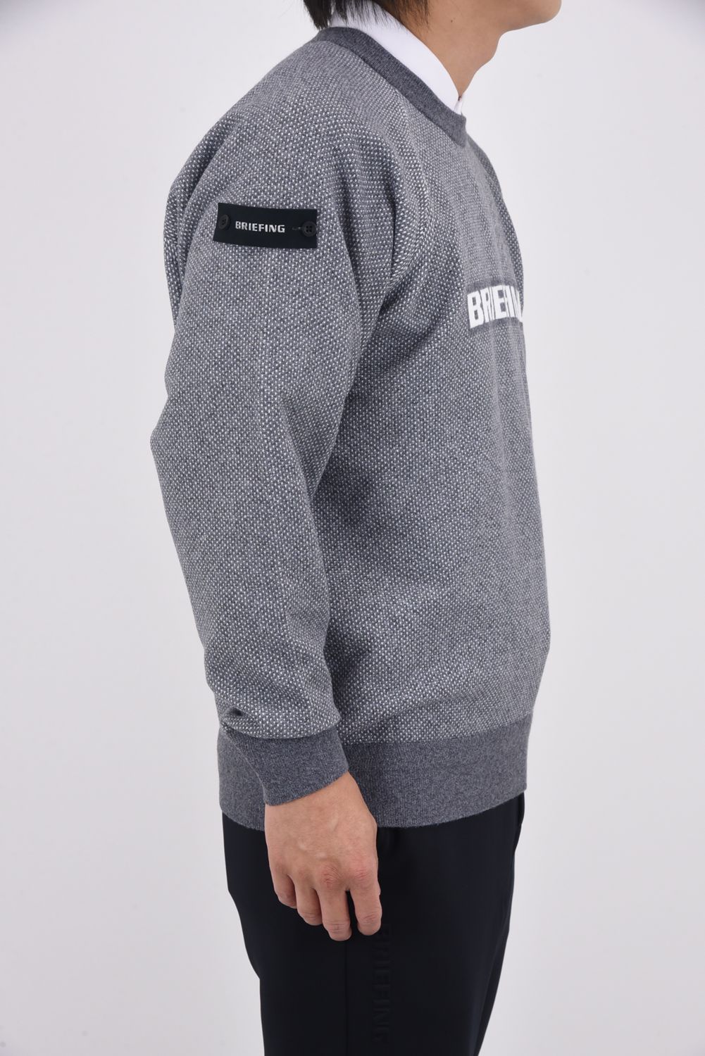 【25AW】 MEN'S MS BIRDS EYE LOGO CREWNECK KNIT / フロントロゴ バーズアイパターン クルーネックニット (グレー)