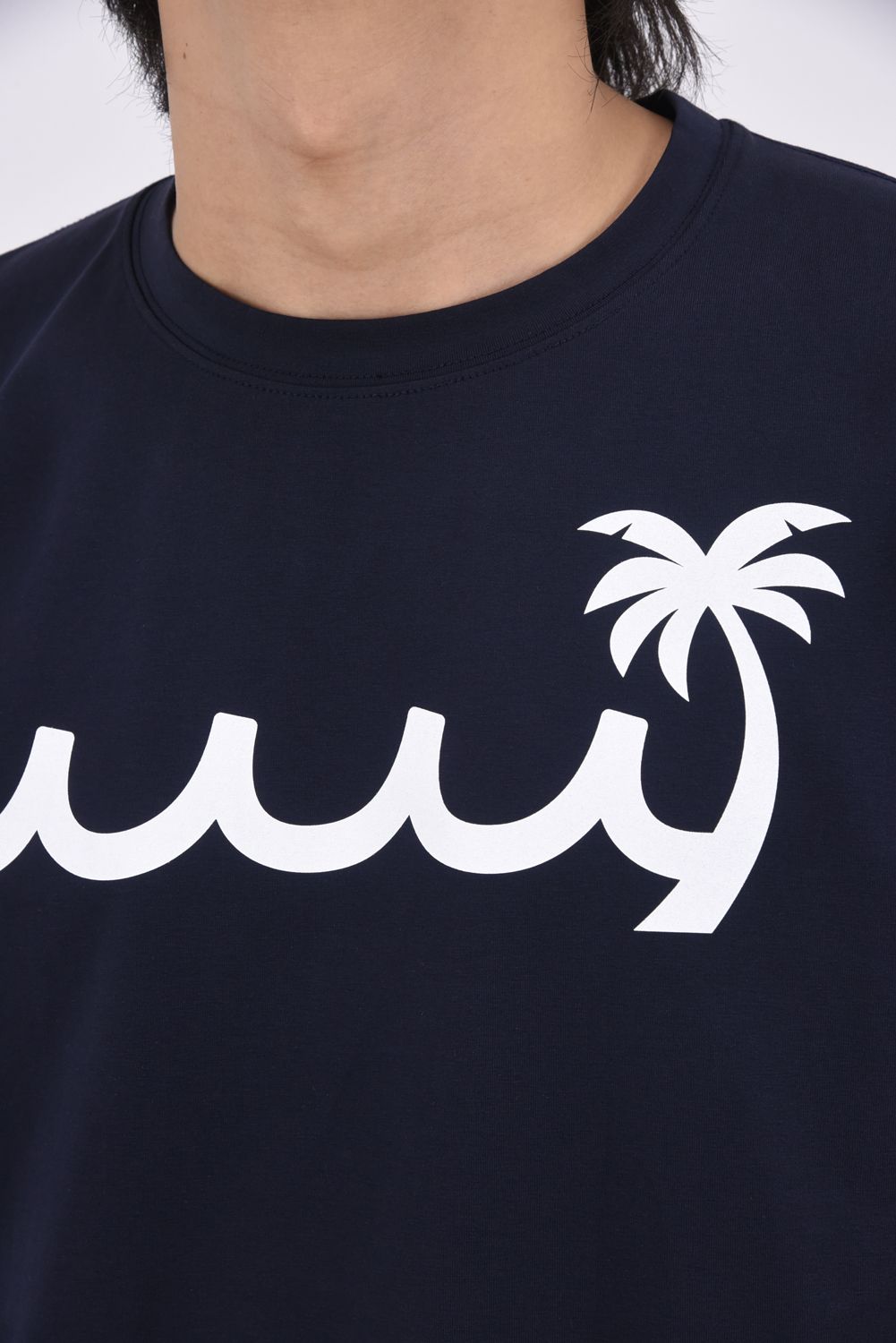 【26SS】 PALM WAVE STRETCH SHIRTS / ウェーブロゴ バックプリント Tシャツ (ネイビー)