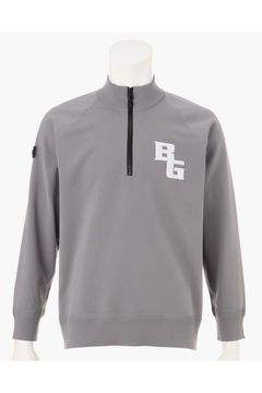 【26AW】 MEN’S PLANE KNIT HALFZIP / BGロゴ ハーフジップニット (グレー)