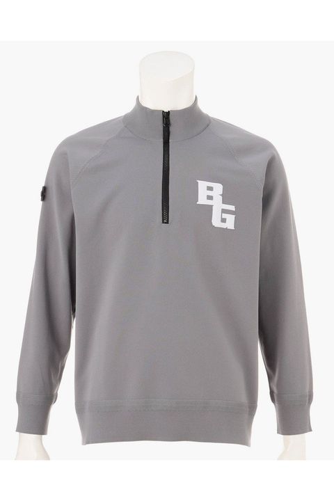 【26AW】 MEN’S PLANE KNIT HALFZIP / BGロゴ ハーフジップニット (グレー)