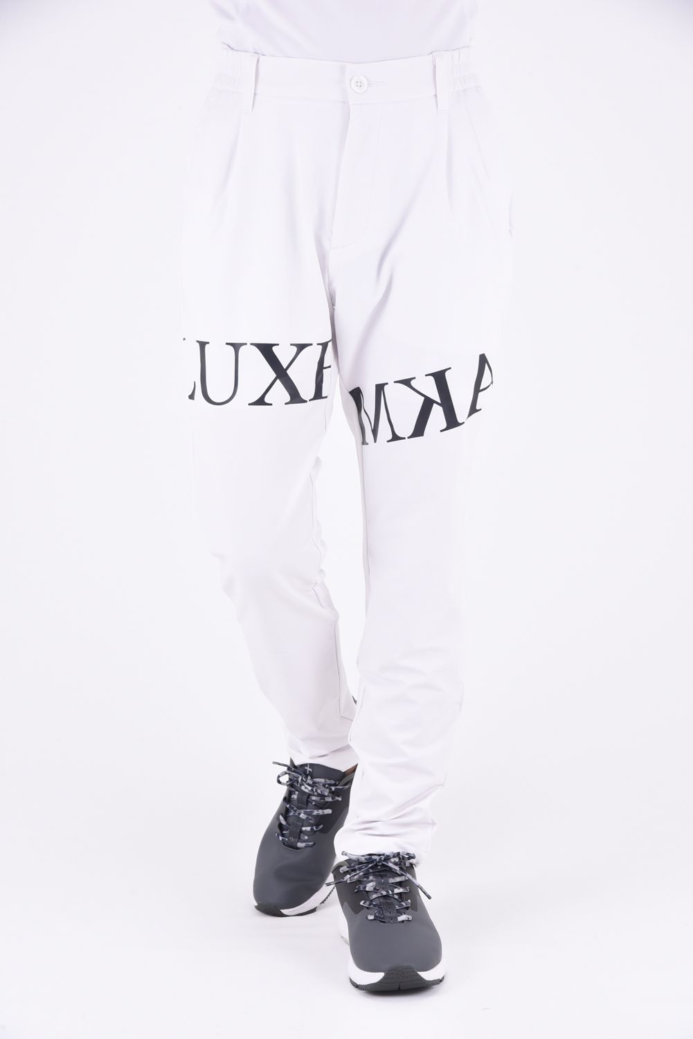 LUXEAKMPLUS - SOFT SHELL BRUSHED PANTS / 裏起毛 ロゴ ソフトパンツ