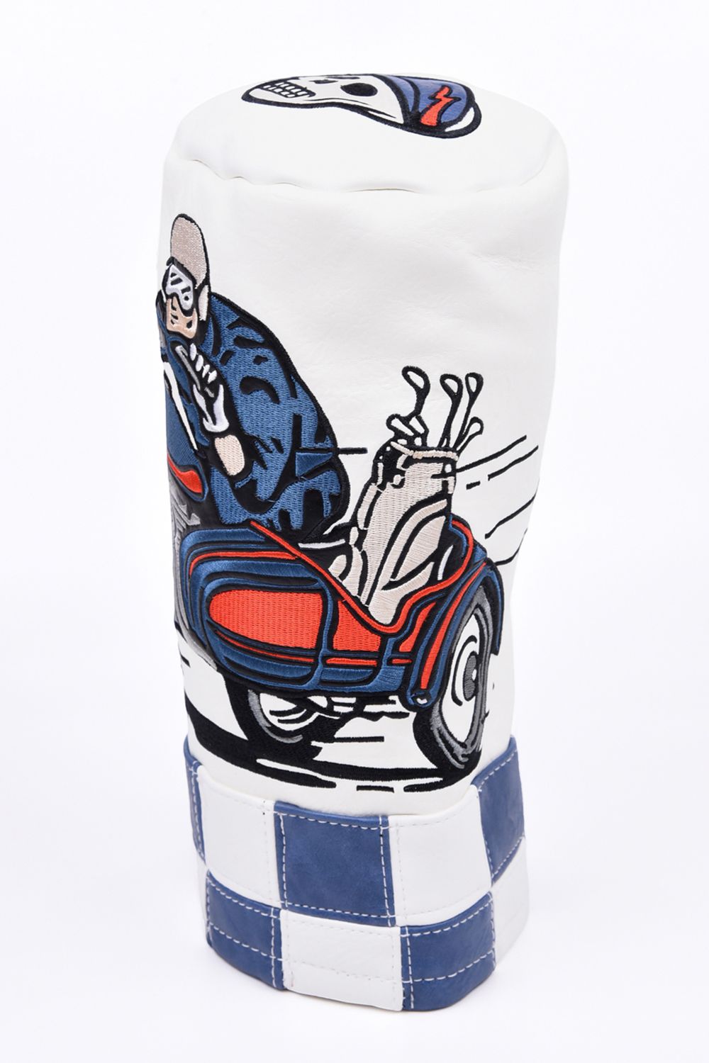 【26AW】【CAPSULE COLLECTION】 CHECKERED SIDECAR DRIVER BARREL COVER / サイドカー刺繍入り バレル型 ドライバーカバー (ホワイト)
