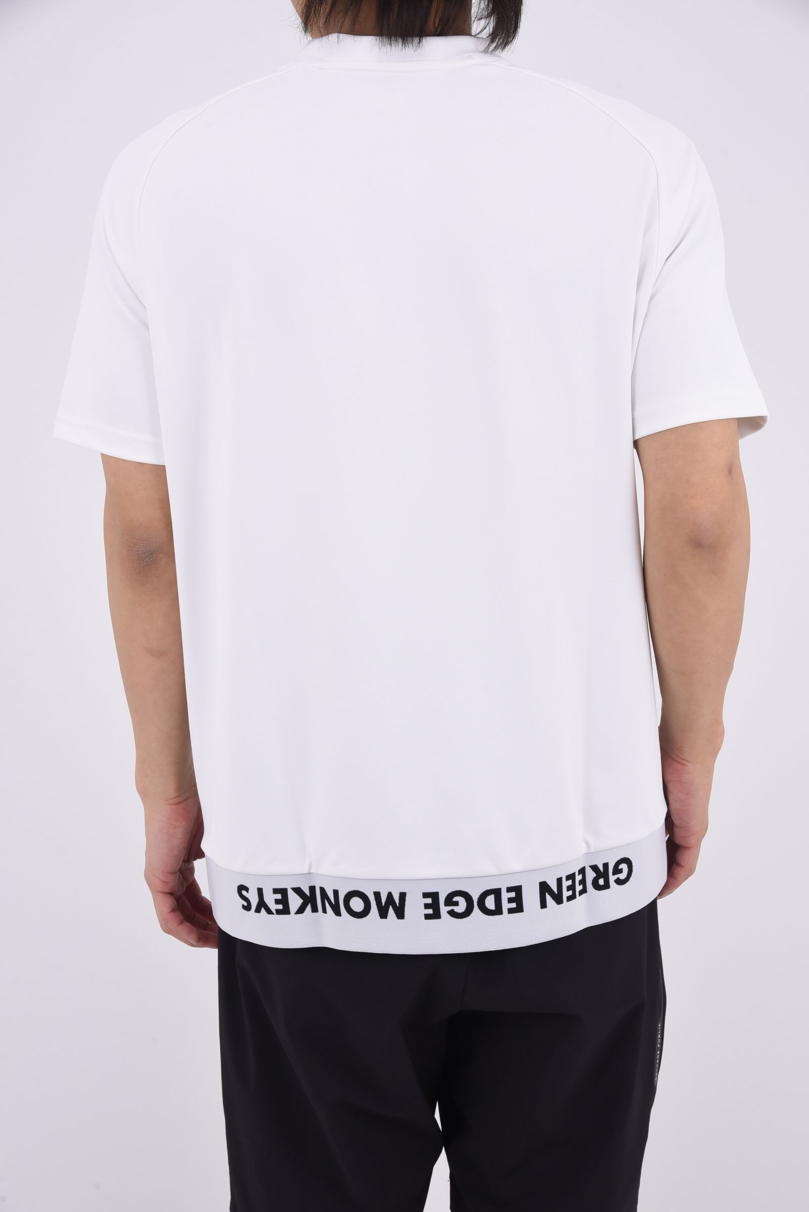 【26SS】 RIBBED HEM MOCK NECK / モンキーデザインプリント ヘムリブ モックネックTシャツ (ホワイト)