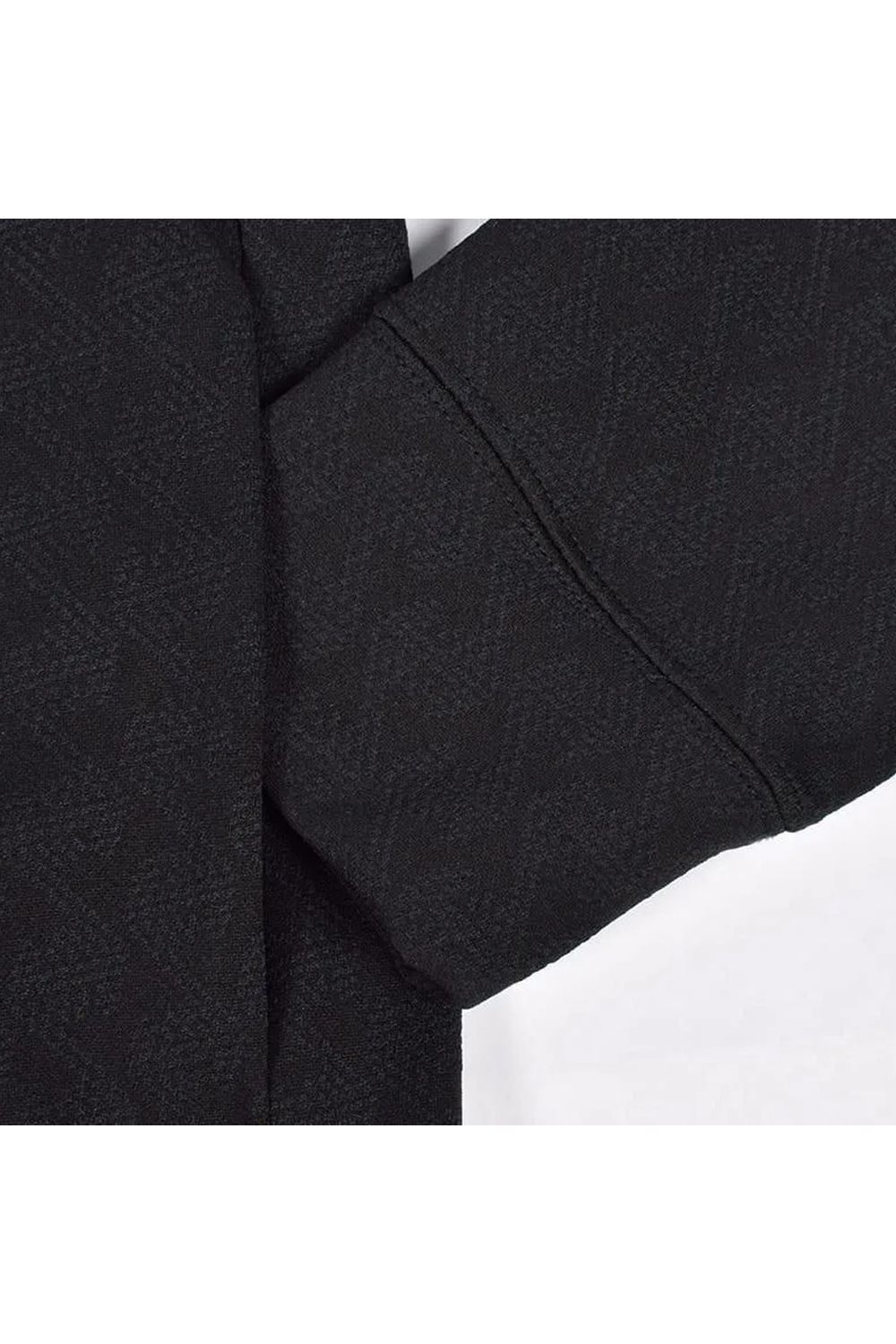【26AW】 JACQUARD STAND COLLAR JACKET / ジャガード スタンド カラージャケット (ブラック)*