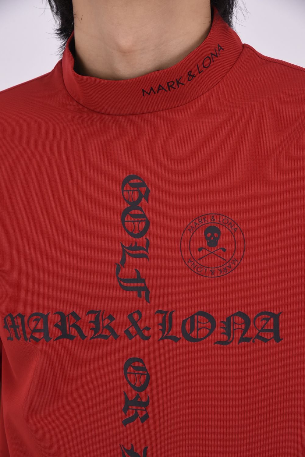 【26SS】 CROCE WAFFLE MOCK NECK TEE / ナイロンワッフル ブラックレターロゴ モックネックTシャツ (レッド)