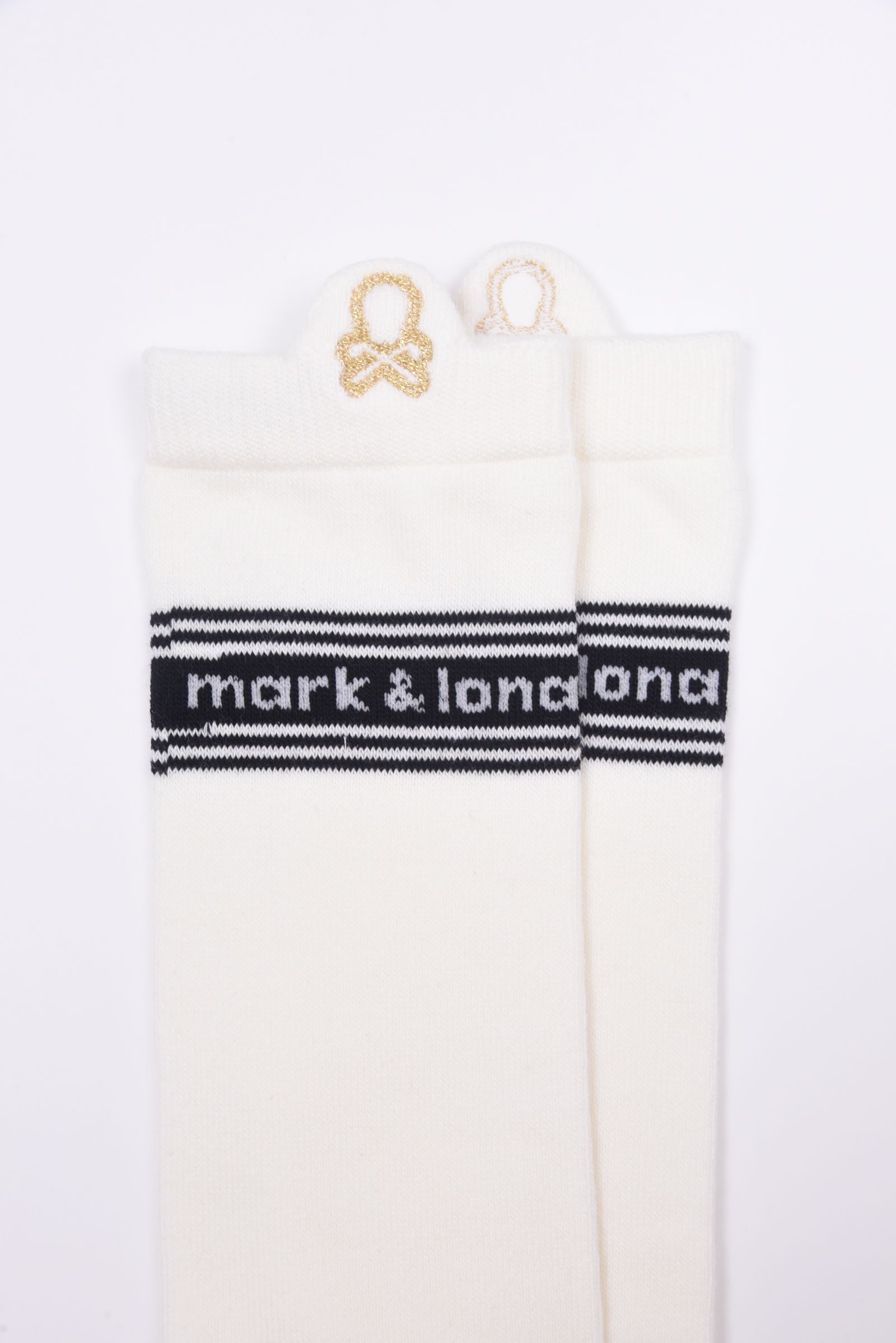 【レディース】 BUENA HIGH SOCKS / ロゴジャカード メタリック刺繍 ハイソックス (ホワイト)