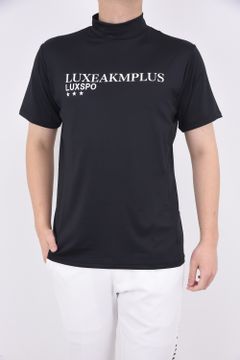 SPORTS LOGO MOCK NECK T-SHIRTS / スポーツロゴ モックネック 半袖Tシャツ (ブラック)