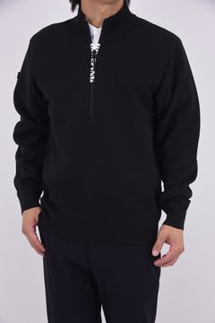 【25AW】 MEN'S WR KNIT HALFZIP TOP / 超撥水糸 鹿の子編み ハーフジップニット (ブラック)