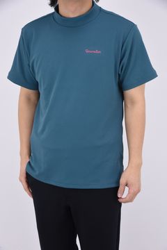 【25SS】 MENS MOCK NECK / シリコンロゴ リラックスフィット モックネックTシャツ (ブルーグリーン)