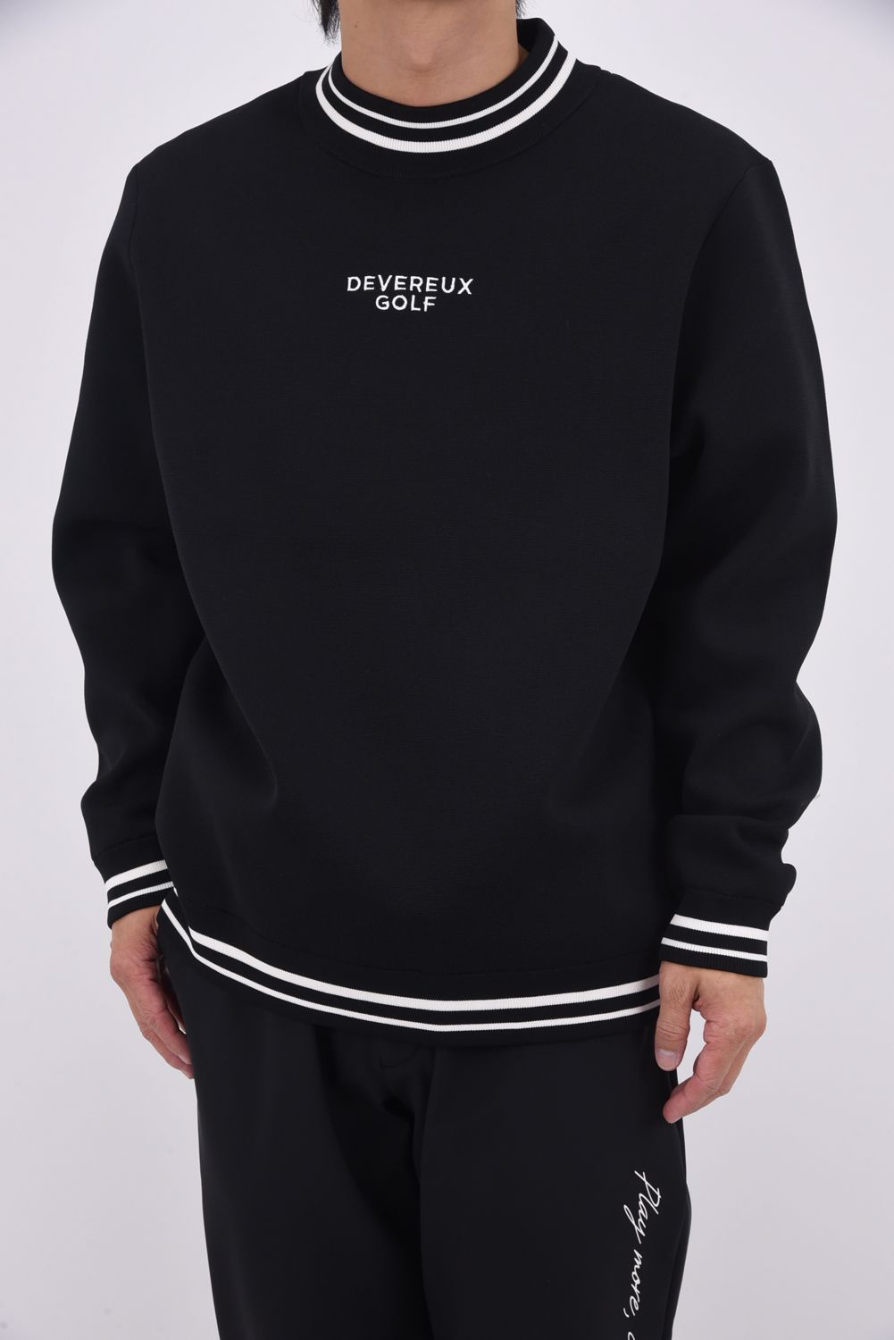 【25AW】 HIGHLY ADICTIVE KNIT / バックグラフィック 裏地付き モックネックリブニット (ブラック)