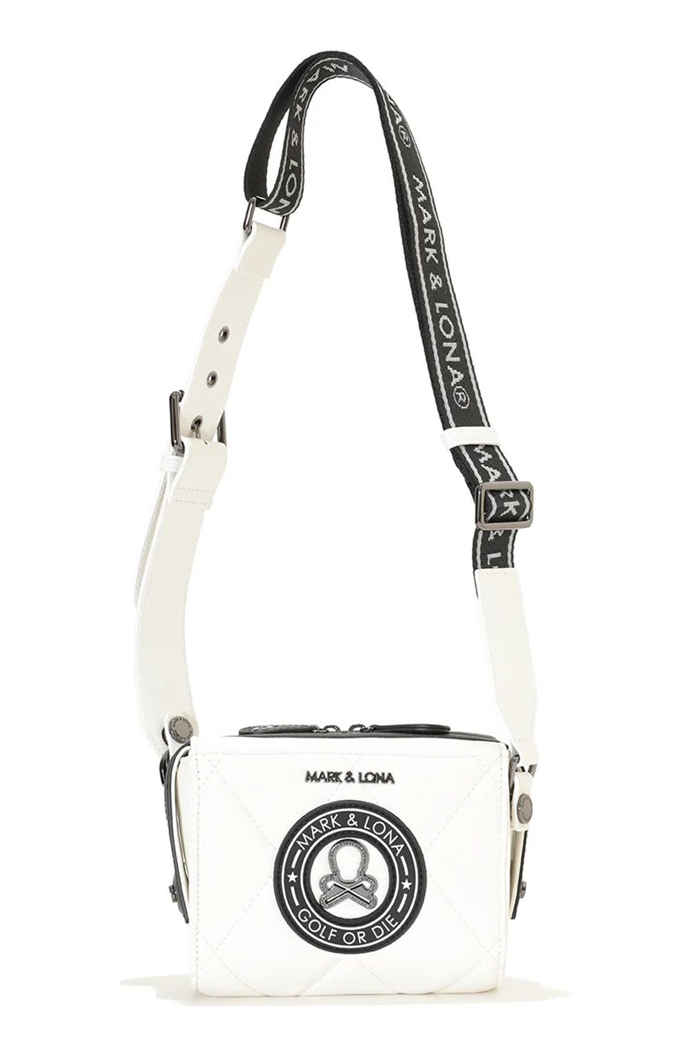 ETERNAL QUILTED 2-WAY BELT BAG / シンセティックレザー サークルスカル キルティング 2WAYウエストポーチ (ホワイト)