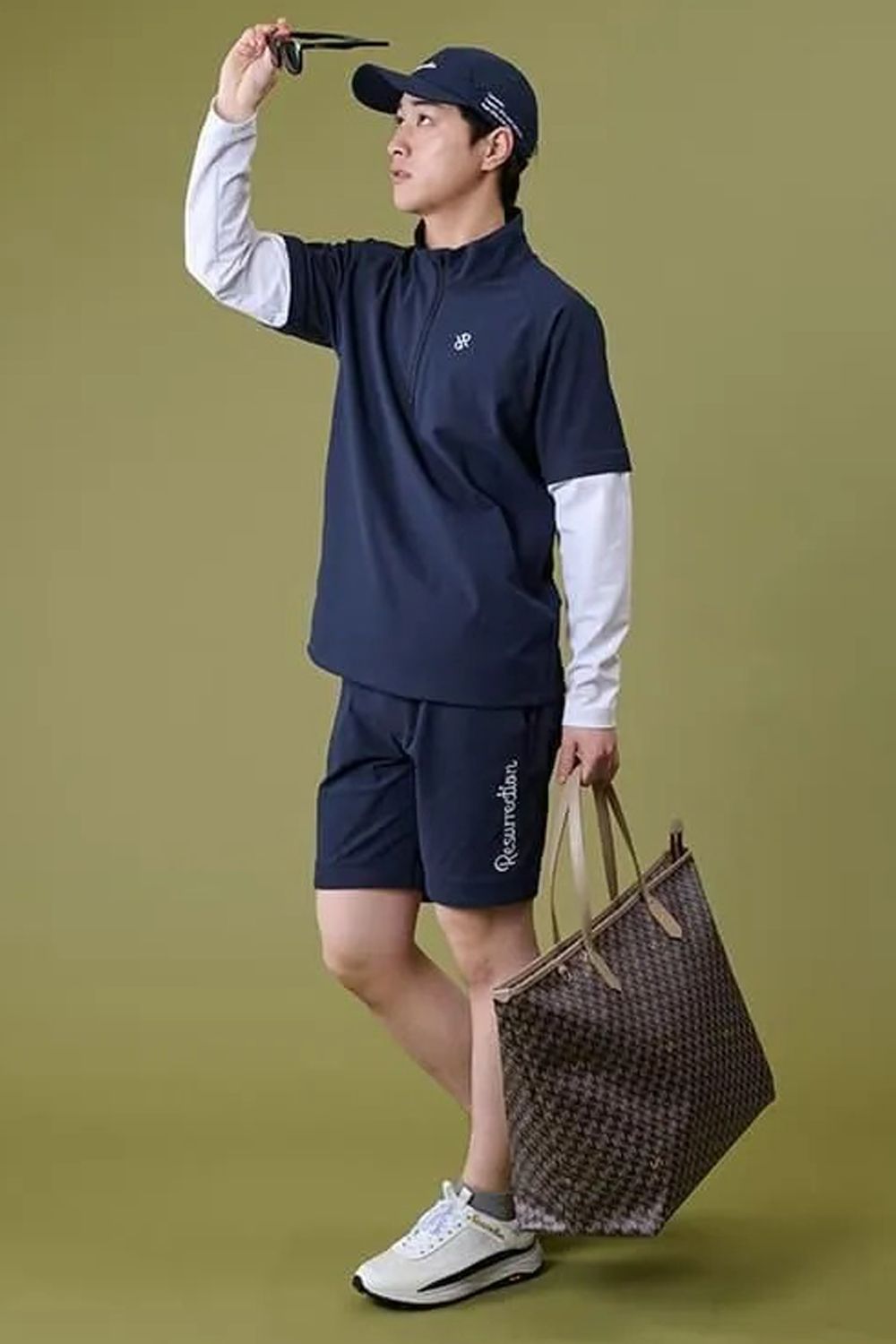 【26AW】 MENS DETACHABLE HALF ZIP SHIRT / ワッフル生地 スリーブデタッチャブル 2WAYハーフジップシャツ (ネイビー)*