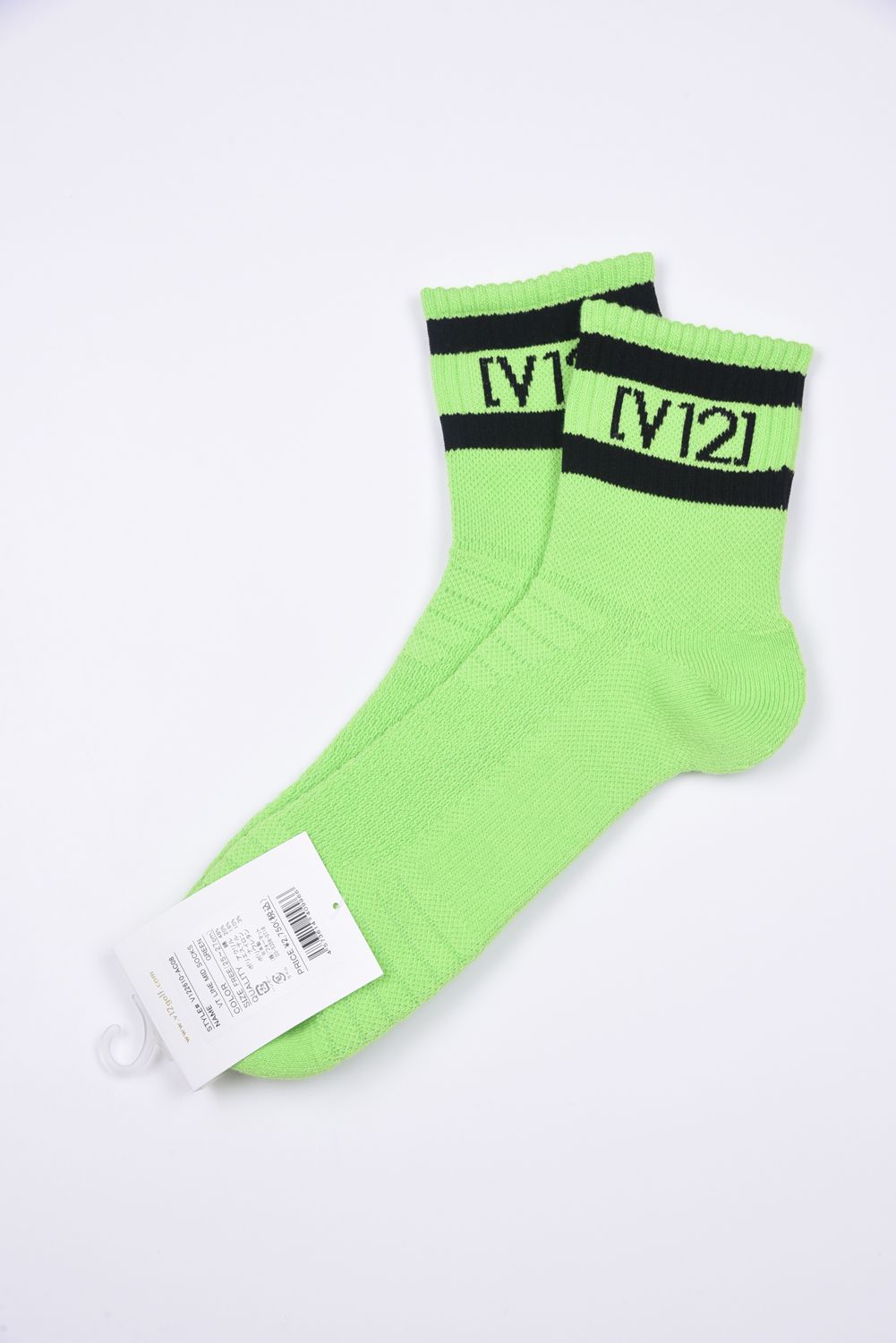 【26SS】 VT LINE MID SOCKS / ブランドロゴジャカード ライン ミドルソックス (グリーン)