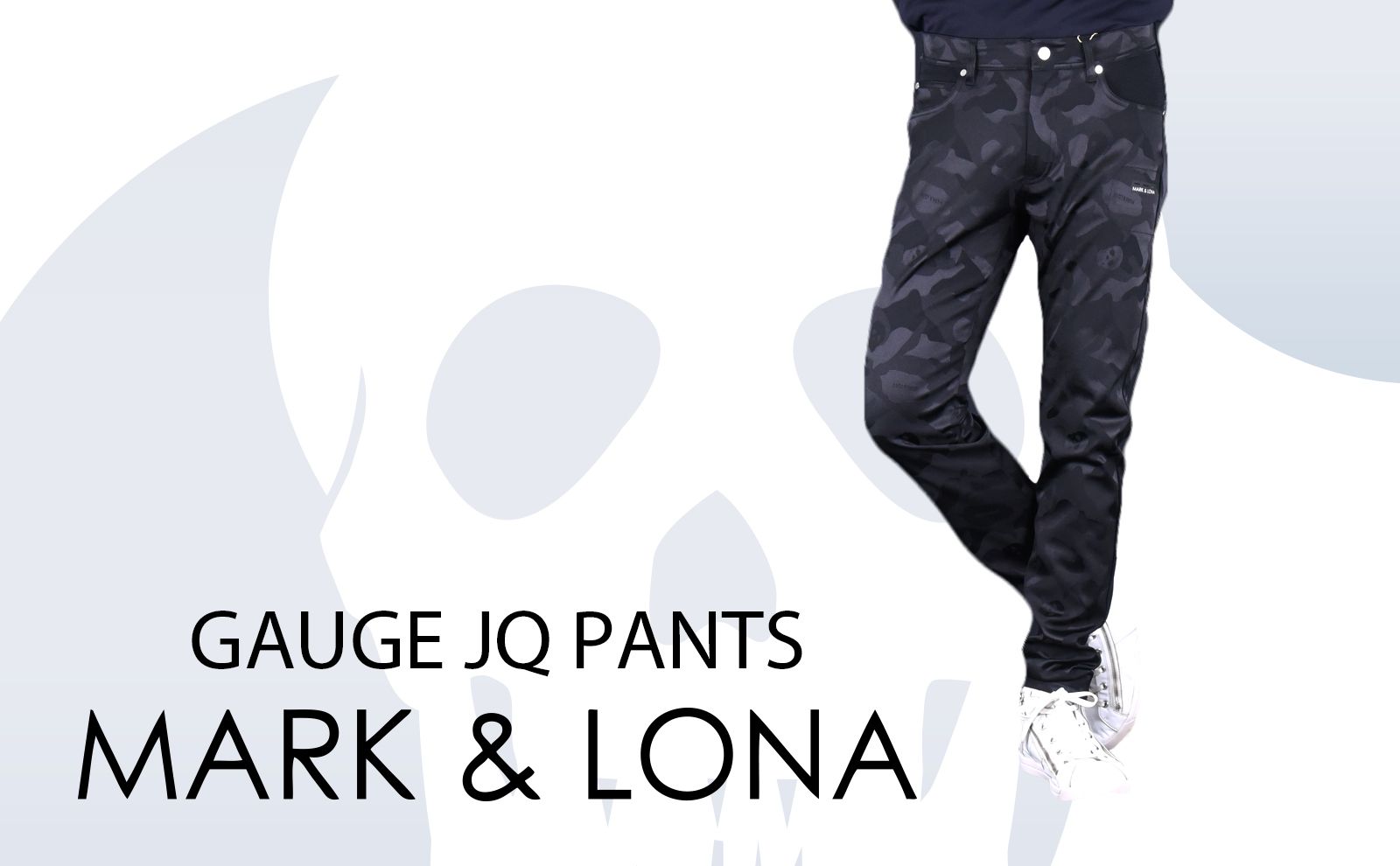 マークアンドロナ MARK&LONA パンツ Mサイズ ホワイト カモ柄 - ウエア 