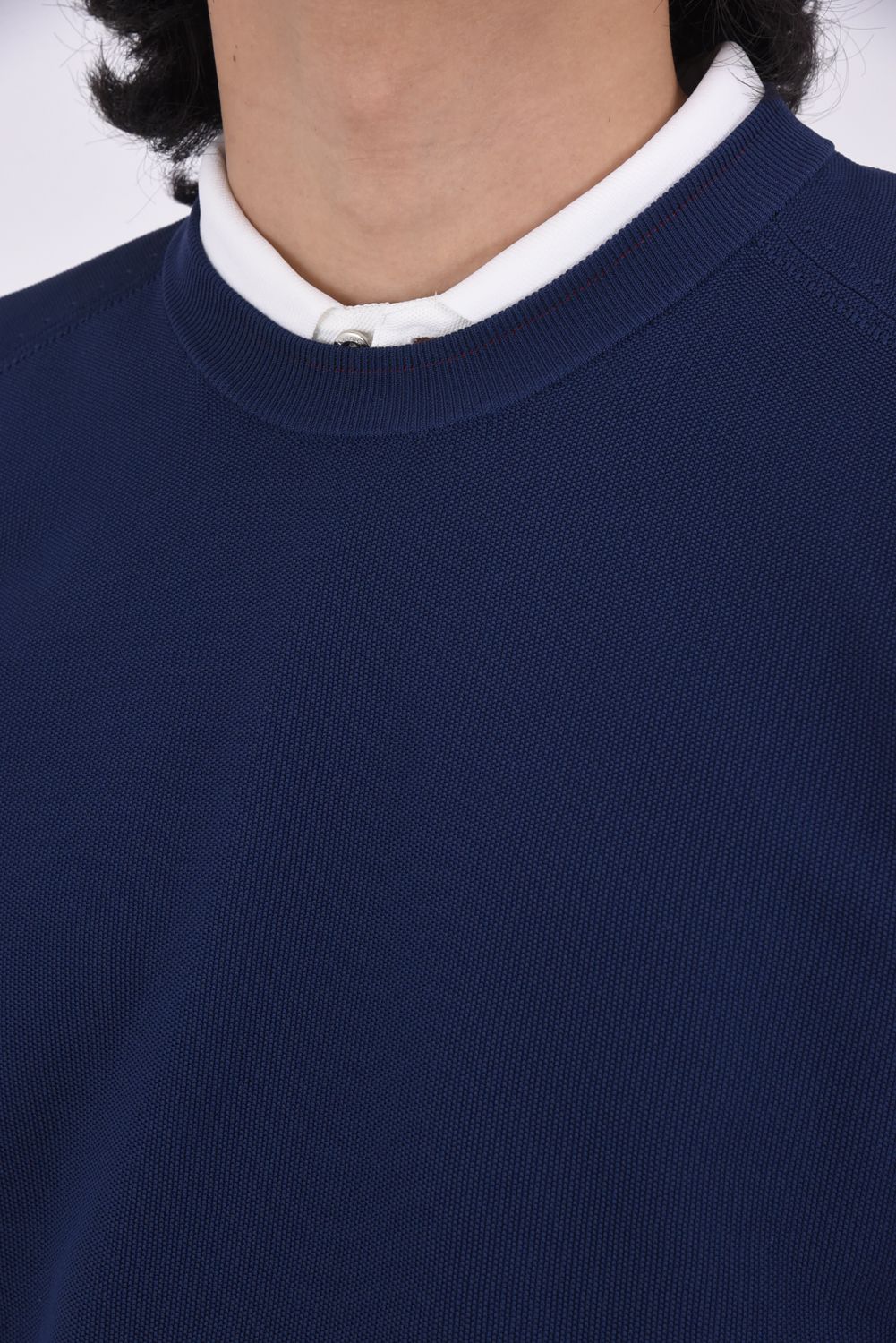MEN'S WR CREWNECK KNIT / バックロゴ 超撥水糸 クルーネックニット (ネイビー)