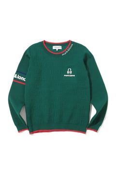 【26SS】【レディース】 MERIDIAN EMBOSS LOGO KNIT / バイカラー エンボス風ロゴジャカード ニットプルオーバー (グリーン)