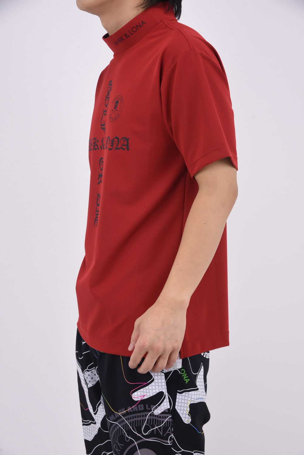 【26SS】 CROCE WAFFLE MOCK NECK TEE / ナイロンワッフル ブラックレターロゴ モックネックTシャツ (レッド)