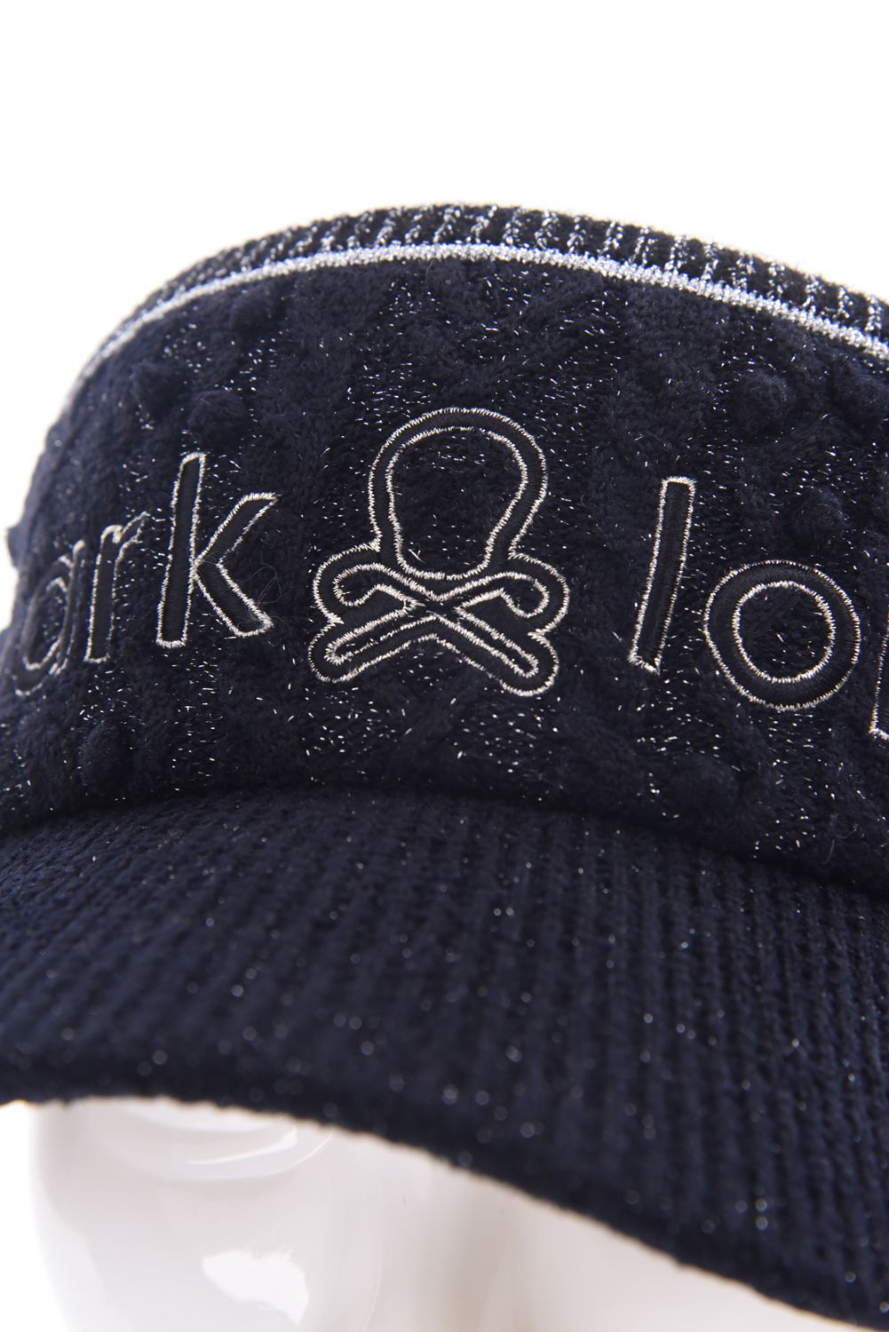 POISE SPARK KNIT VISOR / ラメ糸 ブランドロゴ刺繍 ニットバイザー (ブラック)