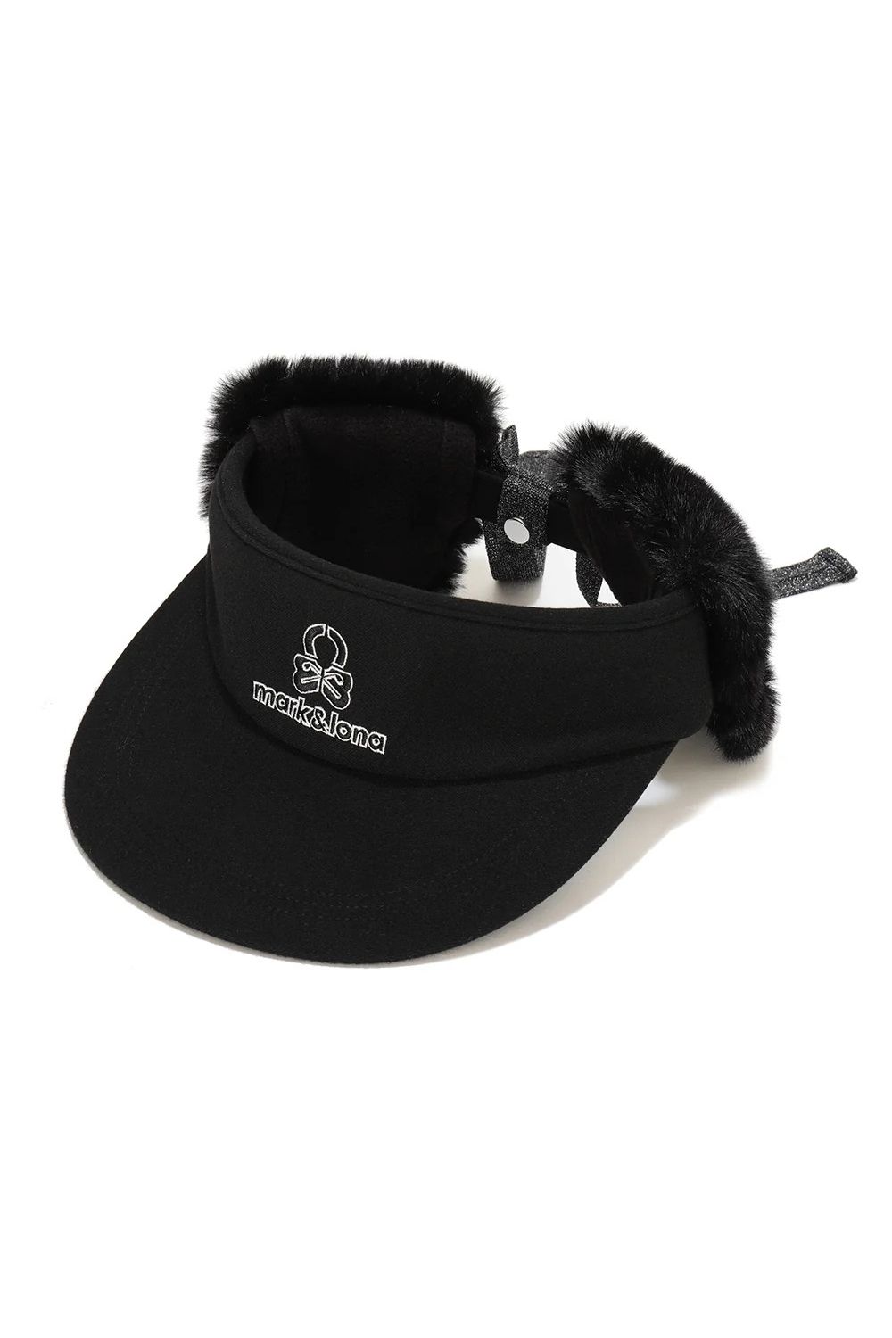 【26AW】【レディース】 FLEUR FUR RIBBON VISOR / 3Dロゴ刺繍 イヤーマフ付き 2WAYリボンサンバイザー (ブラック)