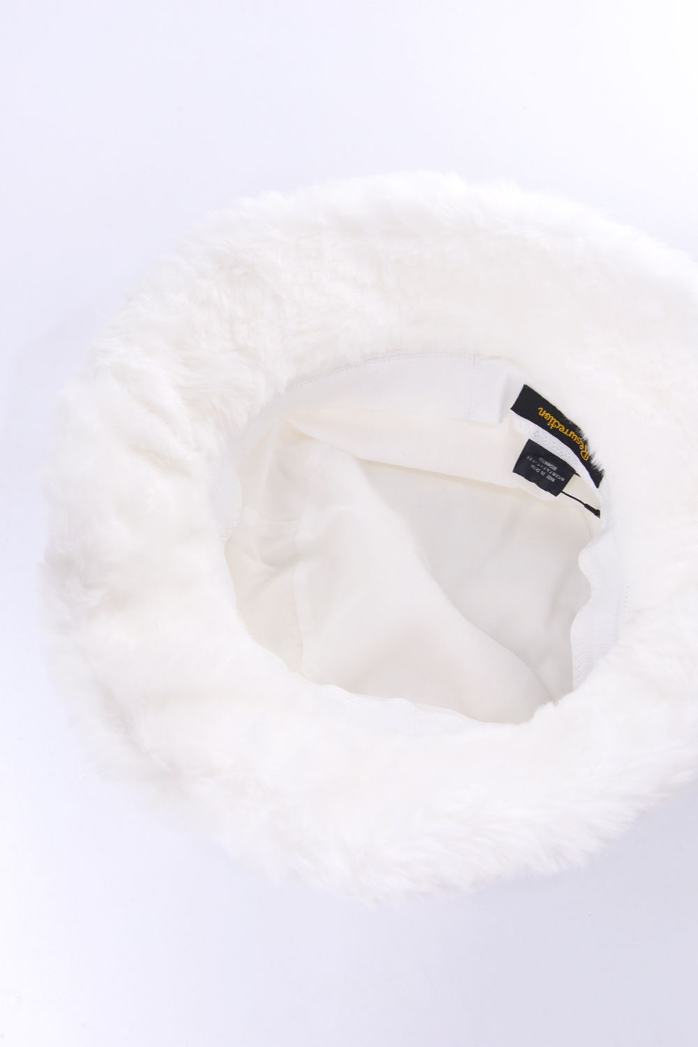 FUR BUCKET HAT / ブランド オリジナルテキスタイル ファーバケットハット（ホワイト）