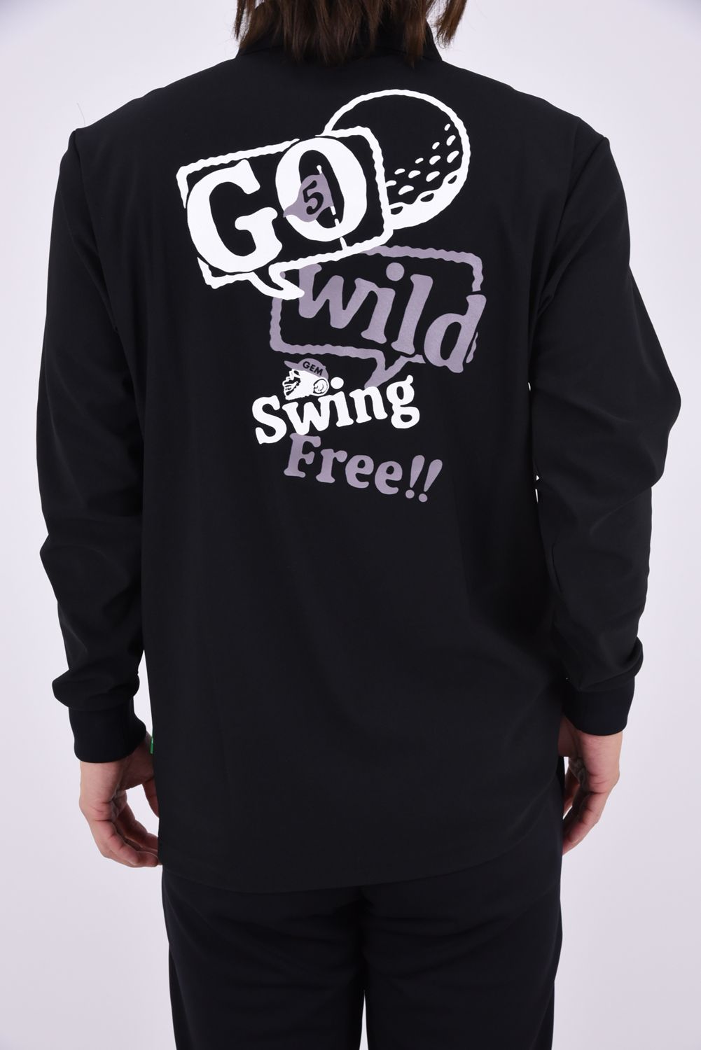【26AW】 【ユニセックス対応】 STRETCH KANOKO LONG SLEEVE POLO / ハイゲージカノコ素材 バックプリント 長袖ポロシャツ (ブラック)