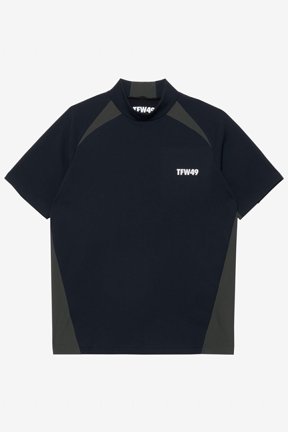 【25AW】 SIDE PANEL SHORT SLEEVE MOCKNECK / ダンボールニット バイカラー モックネックTシャツ (ブラック)