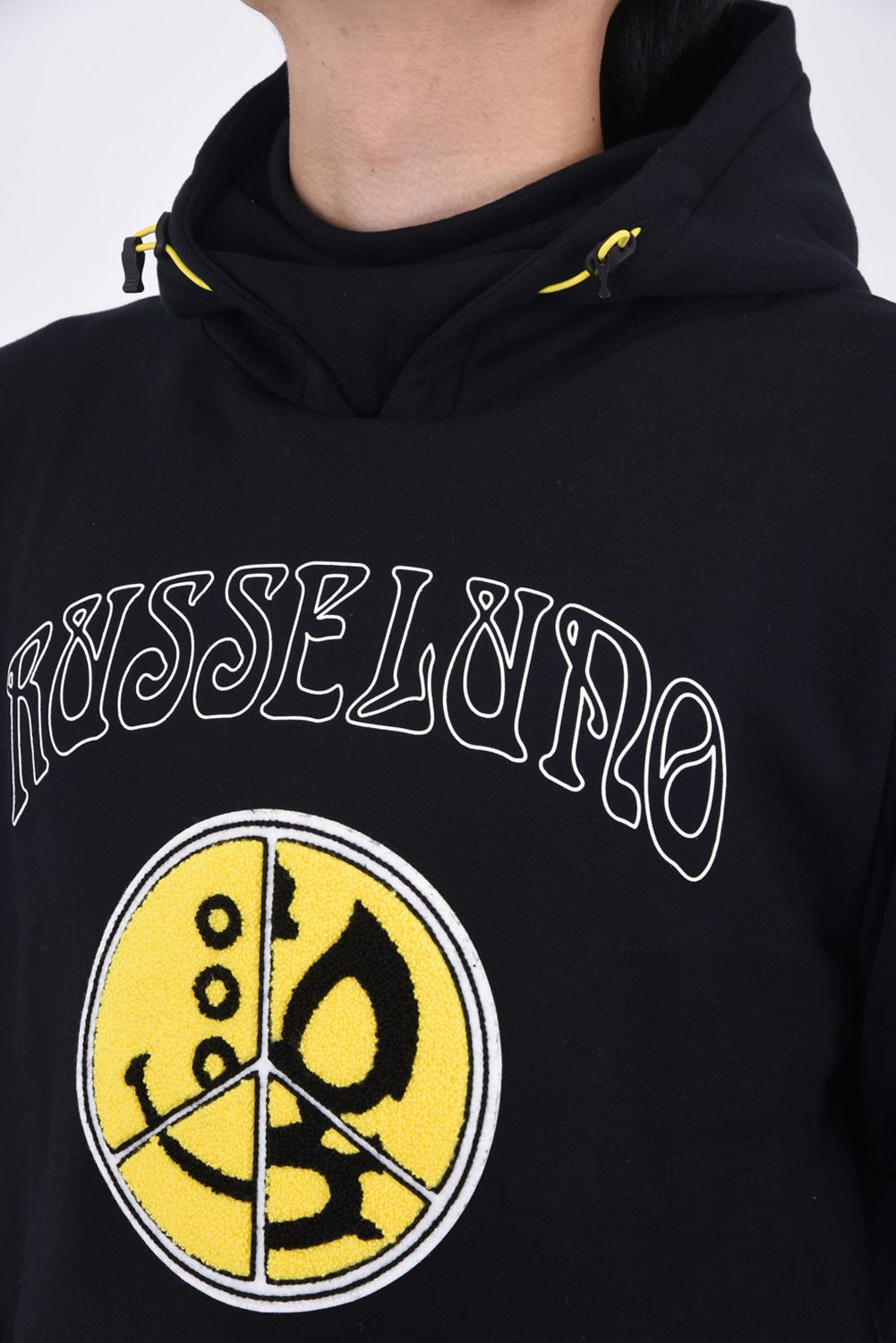 RUSSELUNO - SMILE MASK HOODIE / 裏起毛 ロゴ刺繍 ワッペン