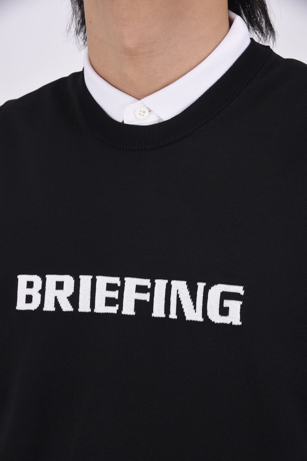 【26SS】 MEN'S WR CREWNECK KNIT VEST / 超撥水糸 ブランドロゴジャカード ニットベスト (ブラック)