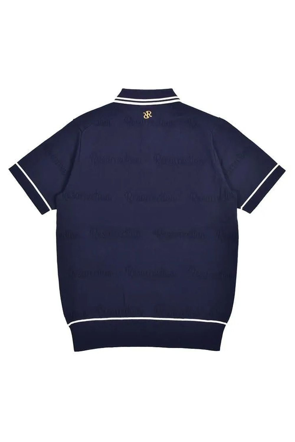 【26SS】 MESH LOGO KNIT POLO / メッシュ編み ライン ニットポロシャツ (ネイビー)*