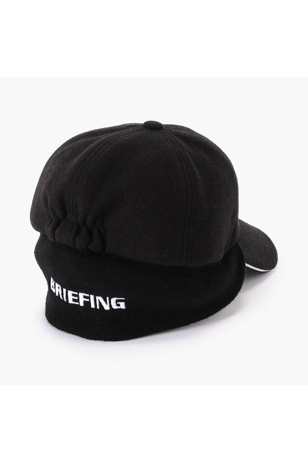 【26AW】 MEN’S WOOLY WARM CAP / ウール調ニット素材 リブニット付ウォームキャップ (ブラック)
