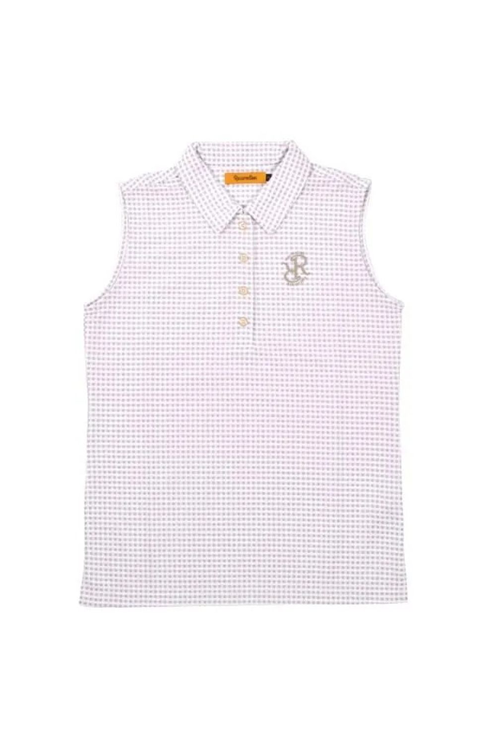 【26SS】【レディース】 GINGHAM CHECK SLEEVELESS POLO / ギンガムチェック ノースリーブ ポロシャツ (グレーベージュ)*