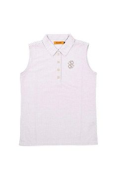 【26SS】【レディース】 GINGHAM CHECK SLEEVELESS POLO / ギンガムチェック ノースリーブ ポロシャツ (グレーベージュ)*
