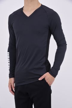 MENS UNDER SHIRT / ブランドロゴ Vネック ストレッチ アンダーシャツ (ブラック)