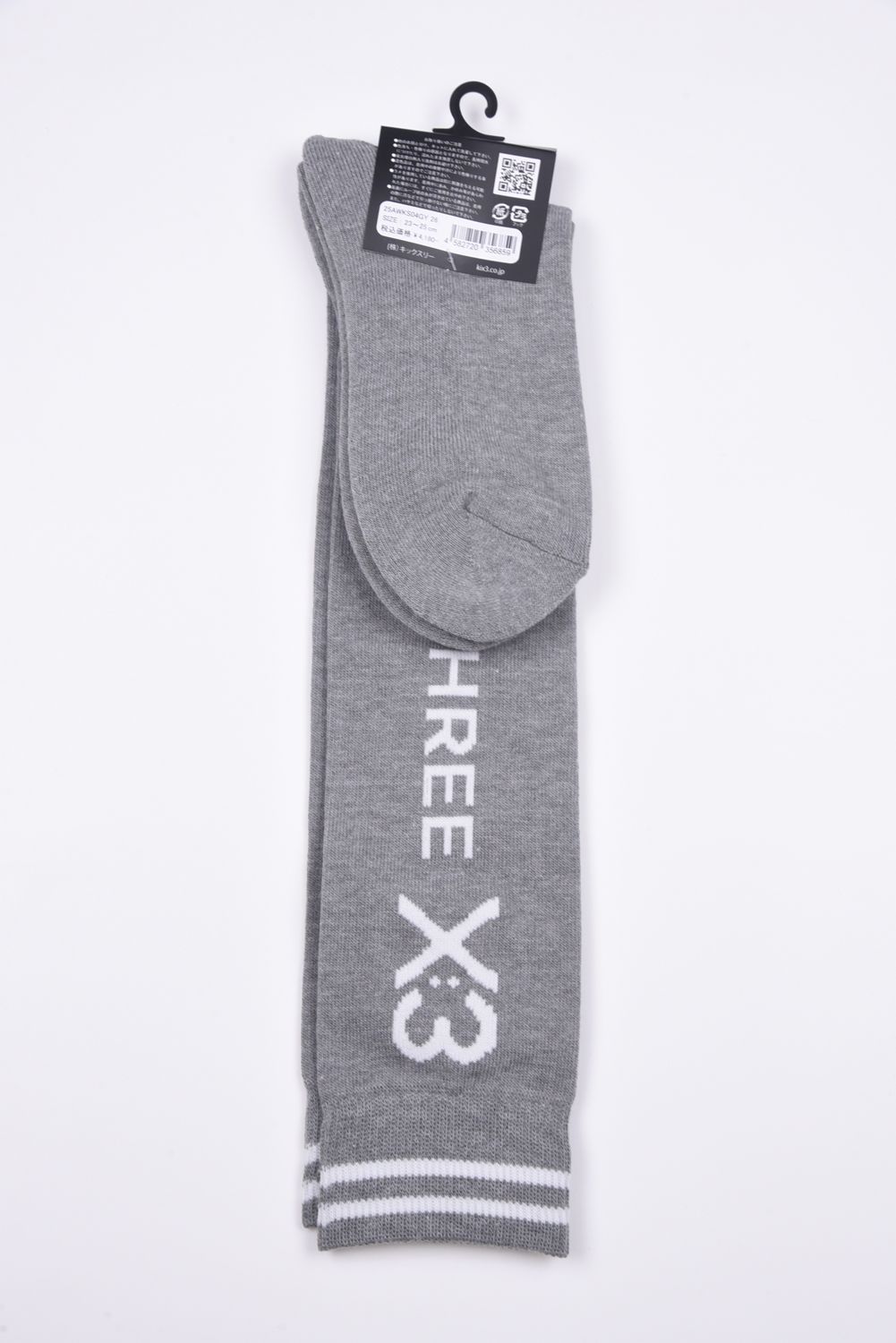 【レディース】 KNEE HI SOCKS / ブランドロゴ ニーハイソックス (グレー杢)